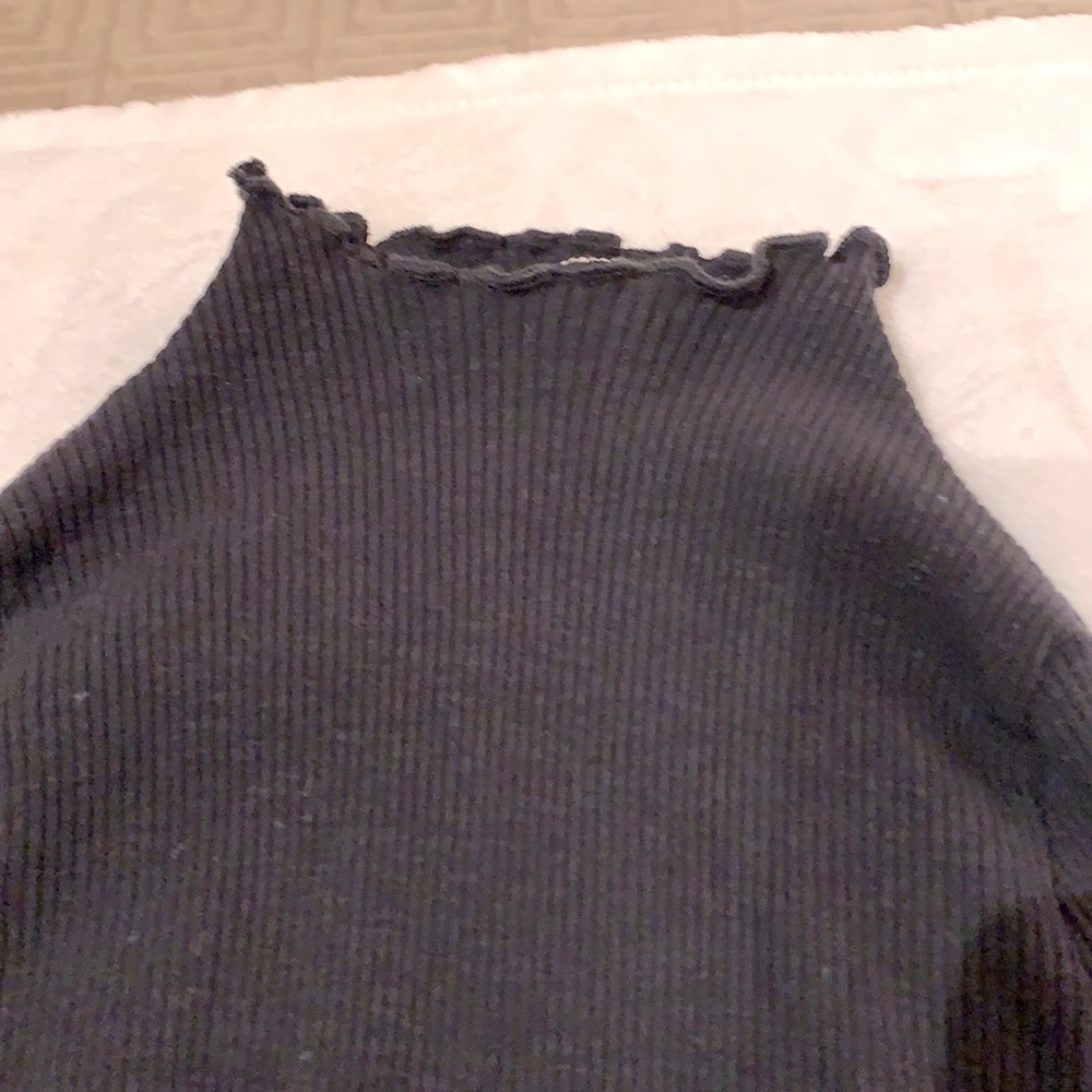 Ginger G black  ribbed mock turtleneck top - Picture 3 of 5